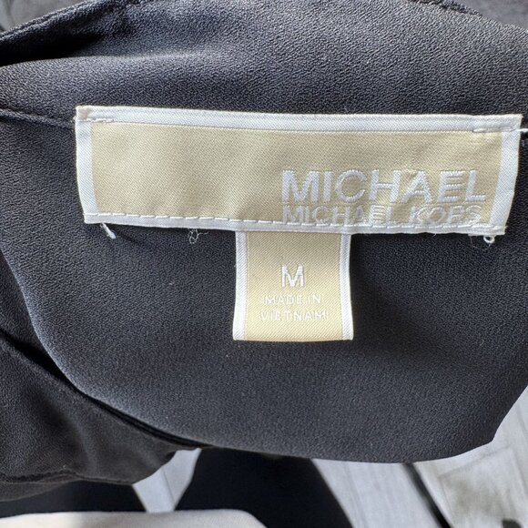 Michael Kors Womens Black Button-Front Long Sleeve Blouse M - Picture 2 of 5